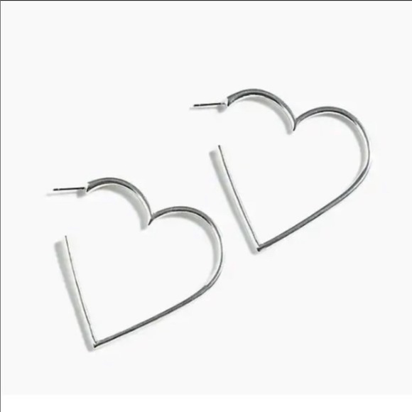 SOLD - NWT J. Crew Silver Heart Shaped Hoops - Picture 6 of 7